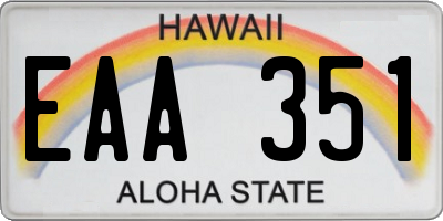 HI license plate EAA351