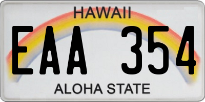 HI license plate EAA354