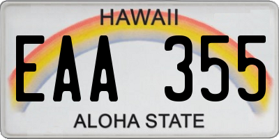 HI license plate EAA355