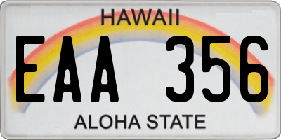 HI license plate EAA356