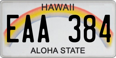 HI license plate EAA384