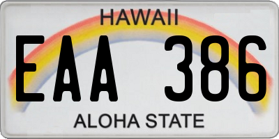 HI license plate EAA386