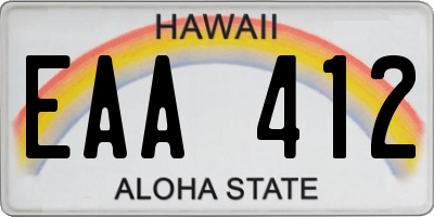 HI license plate EAA412