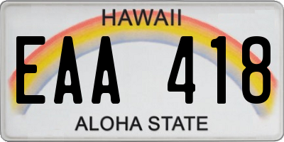 HI license plate EAA418