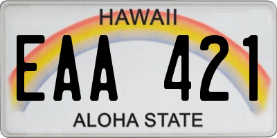 HI license plate EAA421