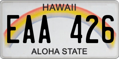 HI license plate EAA426