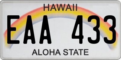 HI license plate EAA433