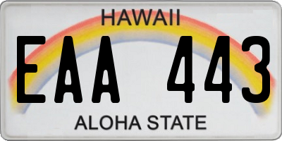 HI license plate EAA443