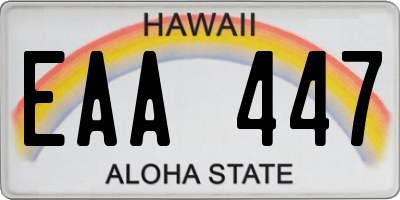 HI license plate EAA447