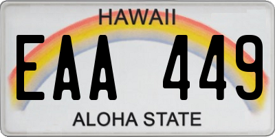 HI license plate EAA449