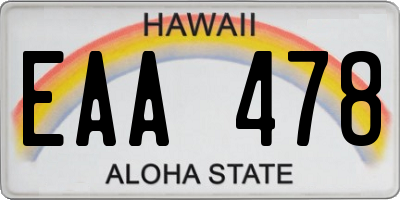 HI license plate EAA478