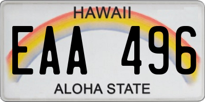 HI license plate EAA496