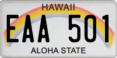 HI license plate EAA501