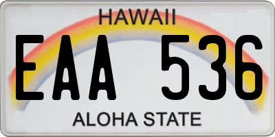 HI license plate EAA536