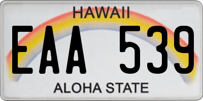 HI license plate EAA539