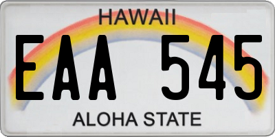 HI license plate EAA545