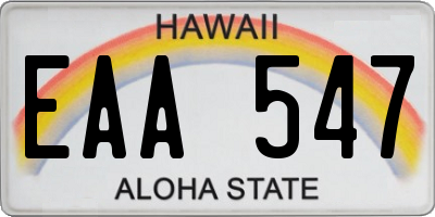 HI license plate EAA547