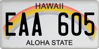 HI license plate EAA605