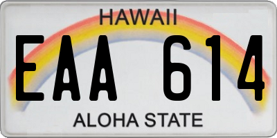 HI license plate EAA614