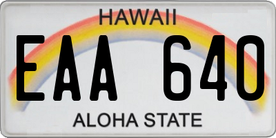 HI license plate EAA640