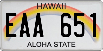 HI license plate EAA651