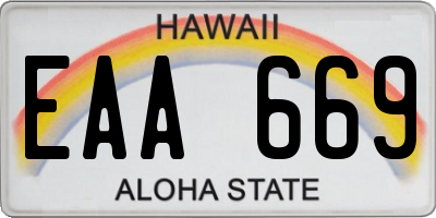 HI license plate EAA669