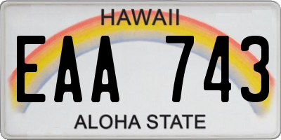 HI license plate EAA743