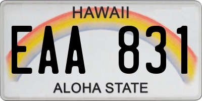 HI license plate EAA831