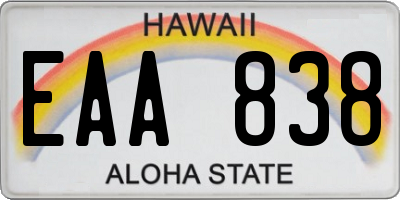 HI license plate EAA838