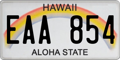 HI license plate EAA854
