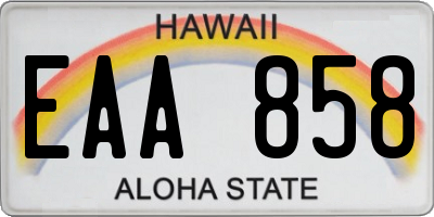 HI license plate EAA858