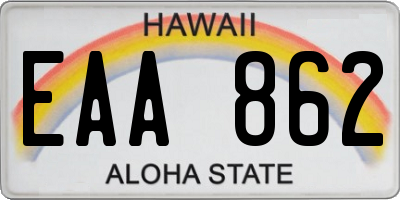 HI license plate EAA862