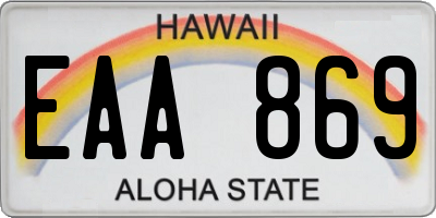 HI license plate EAA869