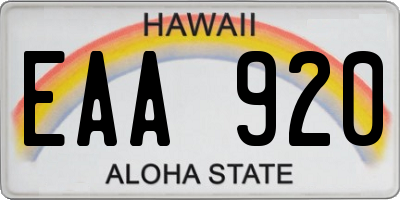 HI license plate EAA920