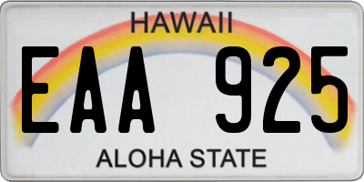 HI license plate EAA925