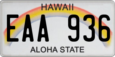 HI license plate EAA936