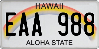 HI license plate EAA988