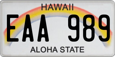 HI license plate EAA989