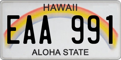 HI license plate EAA991