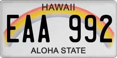 HI license plate EAA992
