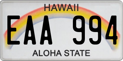 HI license plate EAA994