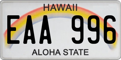 HI license plate EAA996