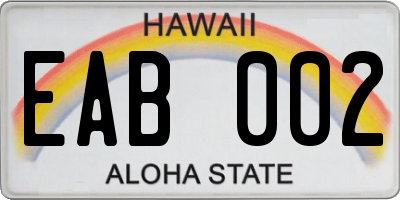 HI license plate EAB002