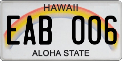 HI license plate EAB006