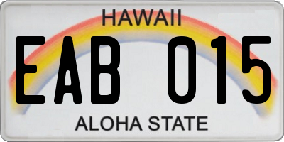 HI license plate EAB015