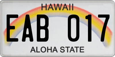 HI license plate EAB017