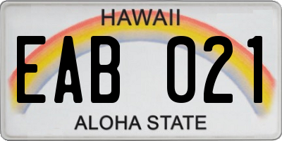 HI license plate EAB021
