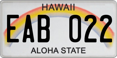 HI license plate EAB022