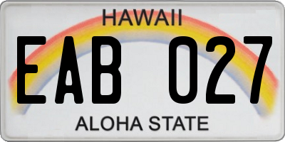 HI license plate EAB027