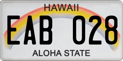 HI license plate EAB028